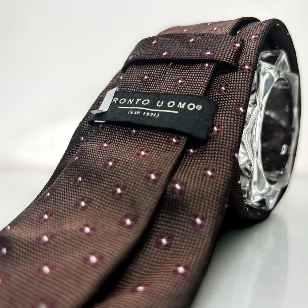 Nwot Woven Silk Tie with Cornflower Pattern | 2.5” Wide | Mens Silk Jacquard Tie - Picture 5 of 7
